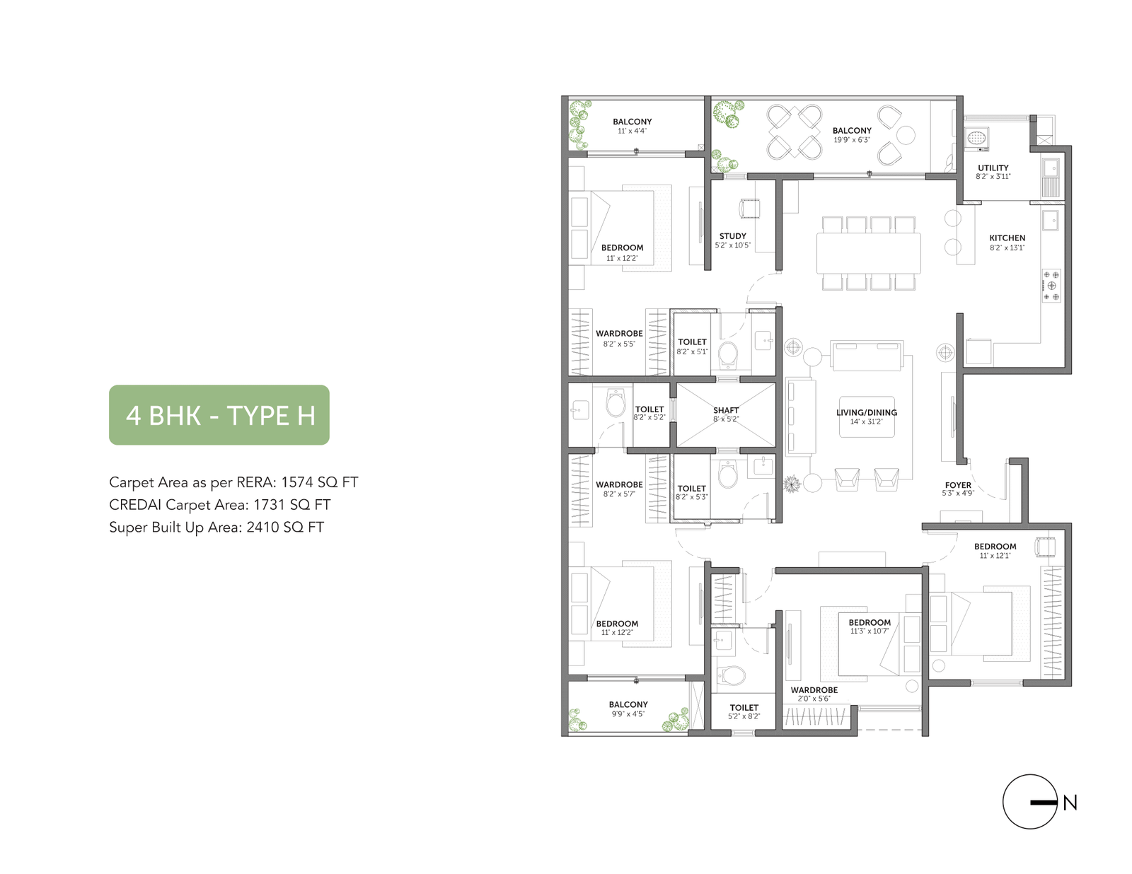 4 BHK Floor Plan